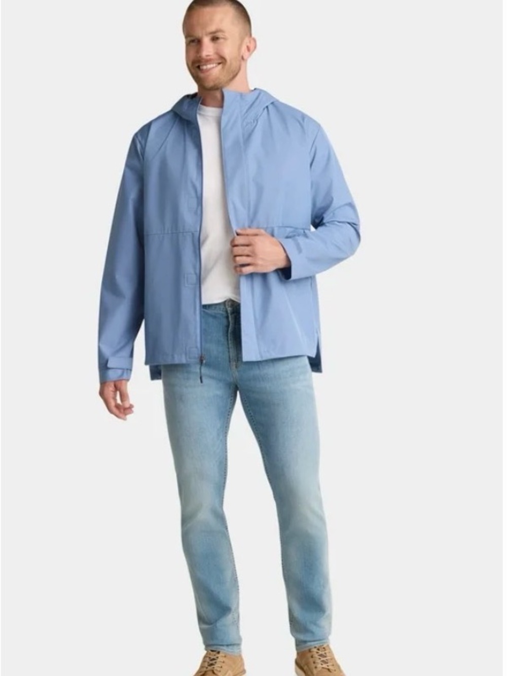 Ozark Trail Men’s Rain Jacket with Hood – Light Blue – Size M (38–40) NWT